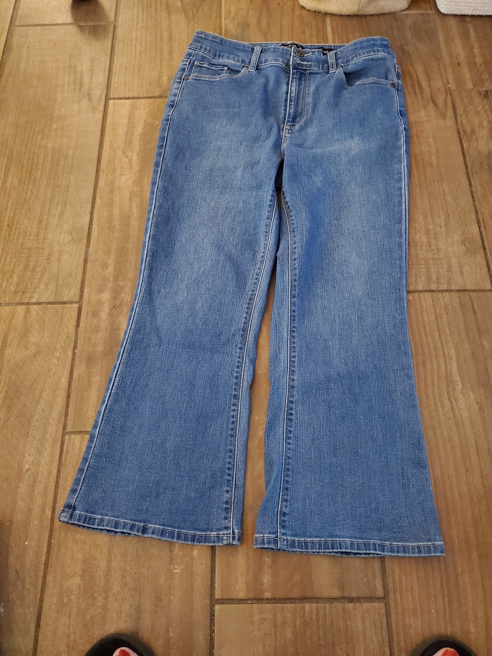 Susan Graver Classic Blue Wide-Leg Flare Jeans